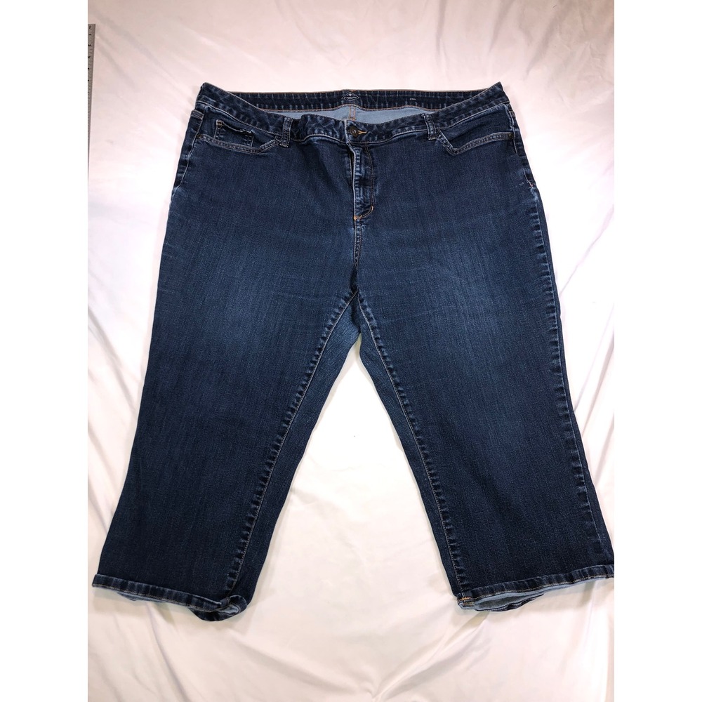 St Johns Bay Womens 22W Dark Wash Capri Jeans Stretch Denim Cropped Pants